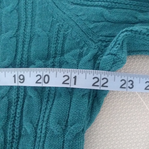 NWT ST. JOHN'S BAY TEAL CABLE KNIT PULLOVER CREW NECK SWEATER SIZE XL - Picture 4 of 13